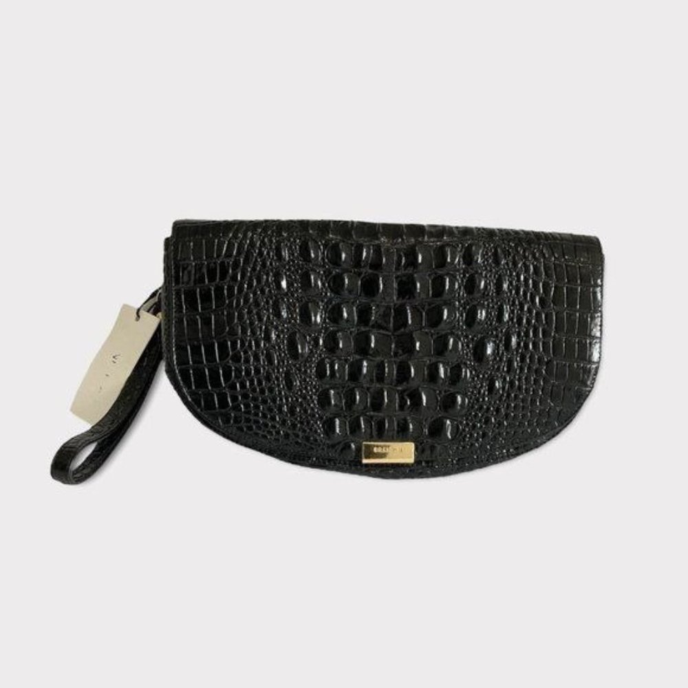 Brahmin Sandrine Black Leather Melbourne Clutch NWT